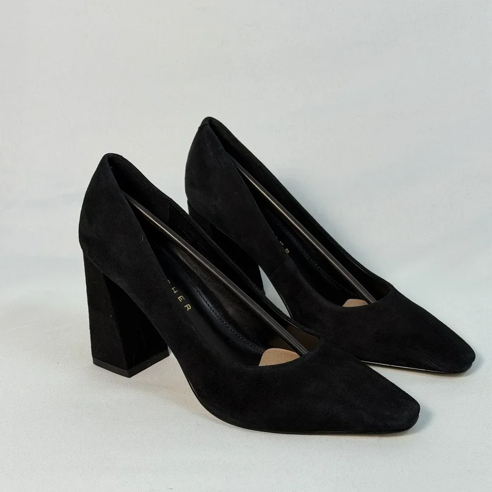 Marc Fisher Size-5.5 M‎ Women's Black Yalina Slip-On Block Pump Heel Shoes